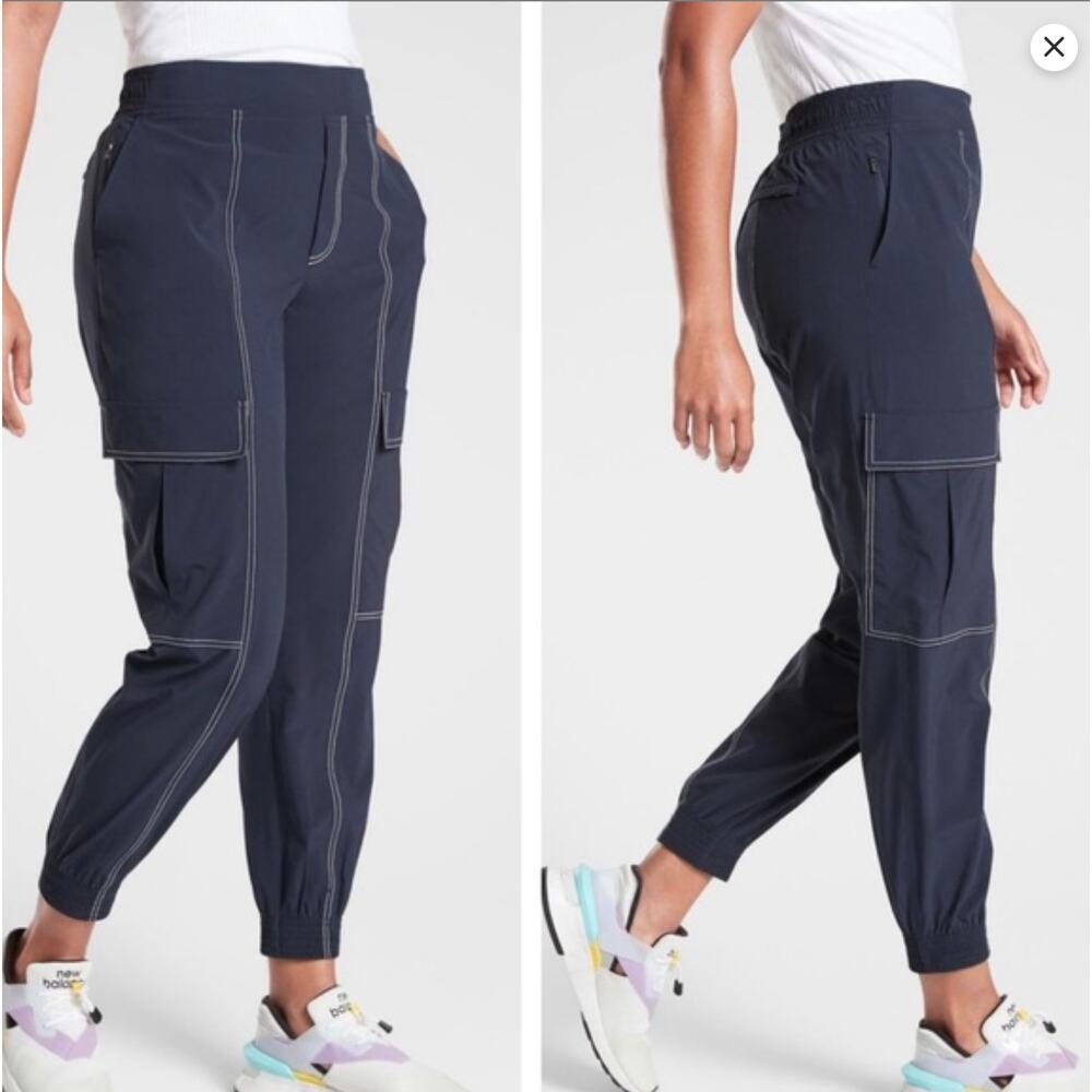 Athleta Chelsea Utility Joggers Pull On Pant Navy Activewear Casual Size 14